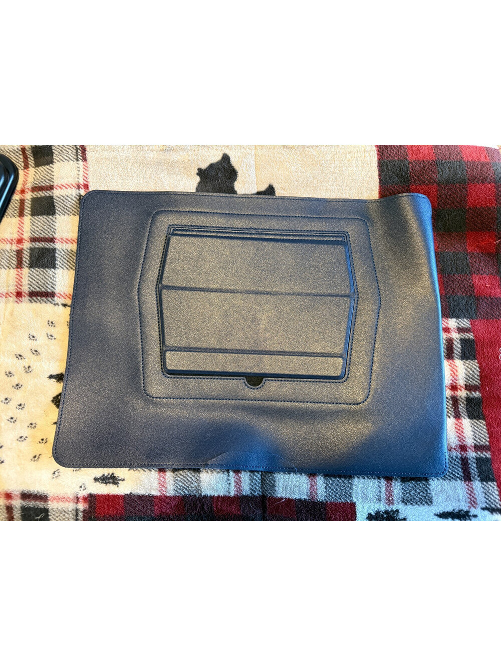 Laptop Sleeve Stand Navy Vegan Leather Folding Riser Lap Desk Fits [13/14/15] in